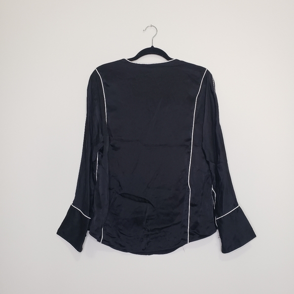 Jason Wu piped silk charmeuse blouse in black xs - Picture 6 of 7